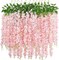 12 Pack Artificial Wisteria Flower Vines 3.75 FT Silk Hanging Garlands, Fake High-Density Wisteria Vine Decor for Wedding, Garden, Wall, Party and Home Decoration (Peach)
